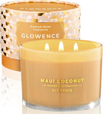 Luxury Coconut Scented Candle - Large 3 Wick Jar Candle - Elegant Gift for Women & Men - 100% Natural Soy Wax - Up - Set of 116
