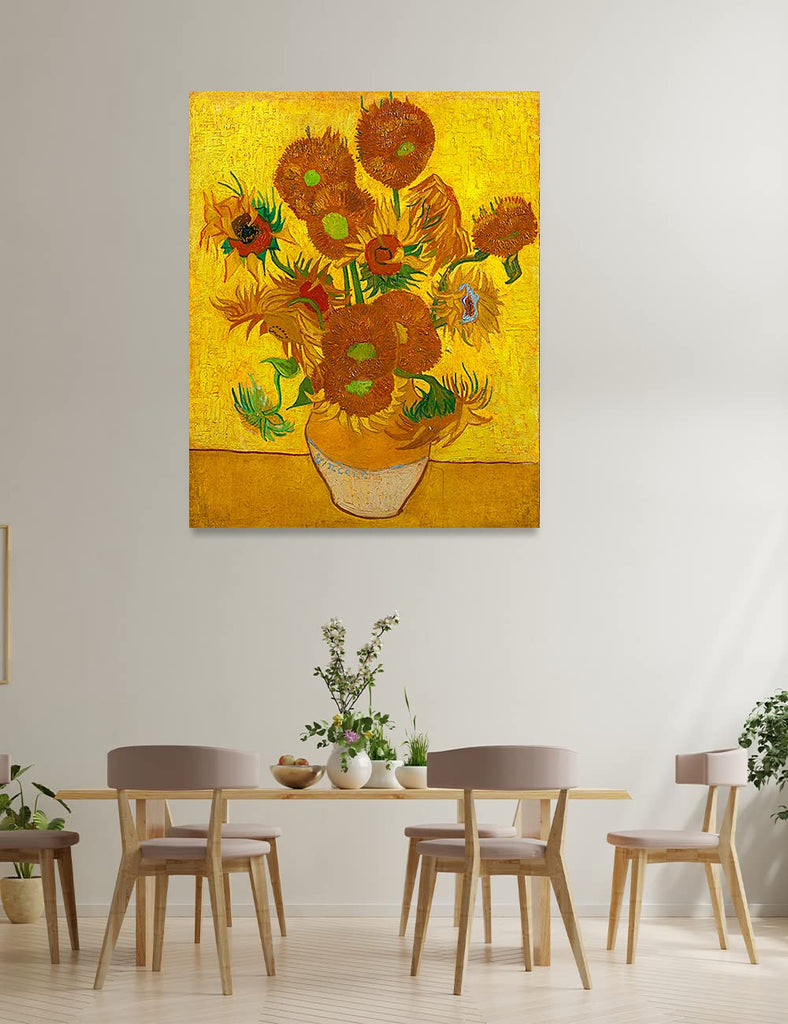 Oversized Van Gogh Sunflowers Canvas, Size 40x30 in