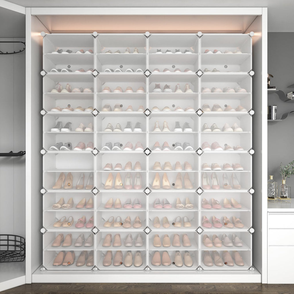 Shoe Storage Cabinet, 12-Tier Shoe Organizer 96 Pairs Extra Large Plastic Shoe Rack with Covers Portable Shoe Rack