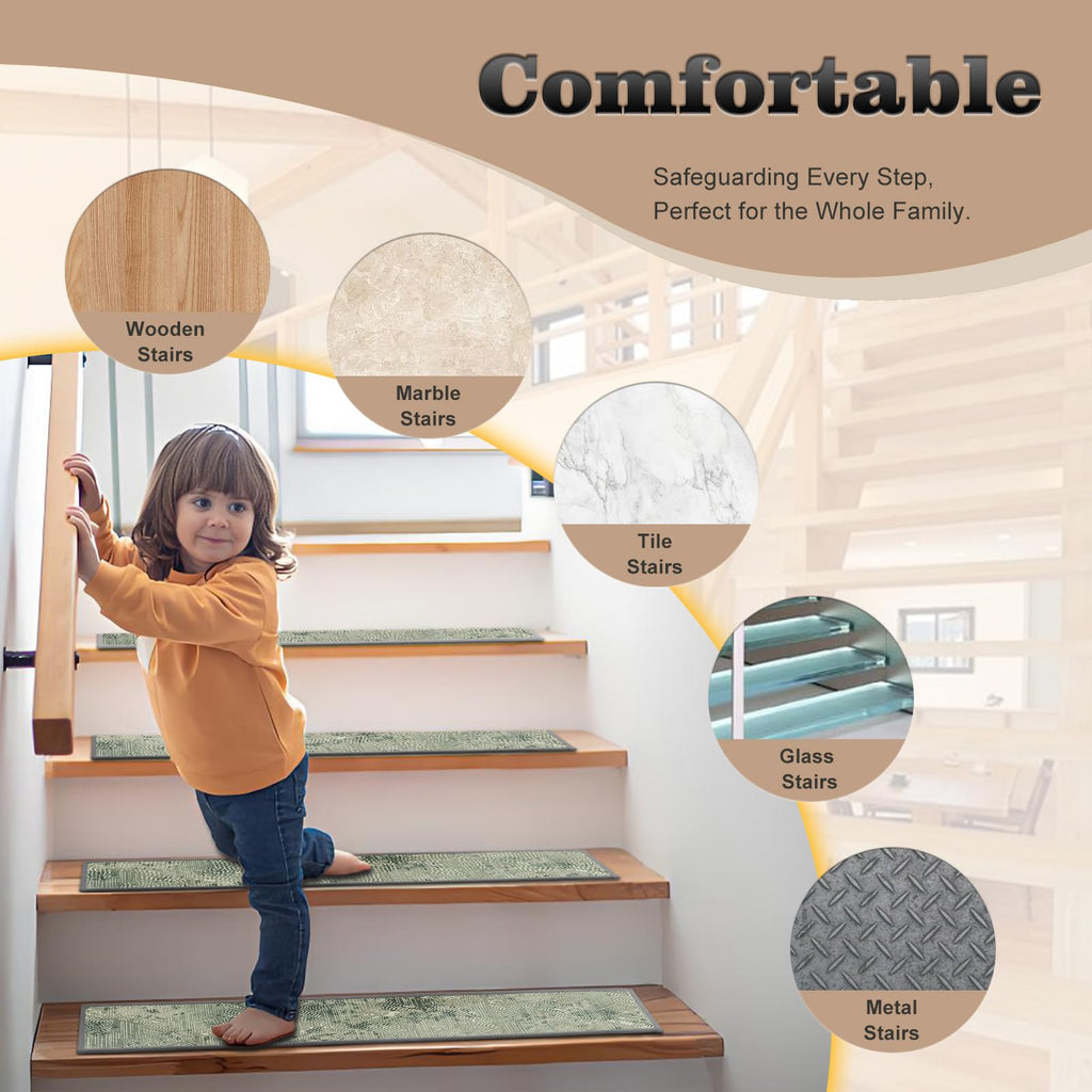 Non Slip for Wooden Steps, 15 Pack 8"x30" Washable Carpet