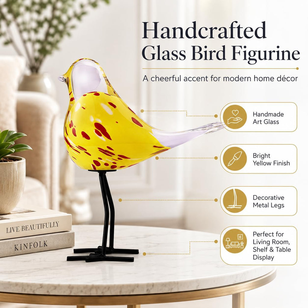 Glass Bird Figurine Ironleg Hand Blown Art Home Decor Gift