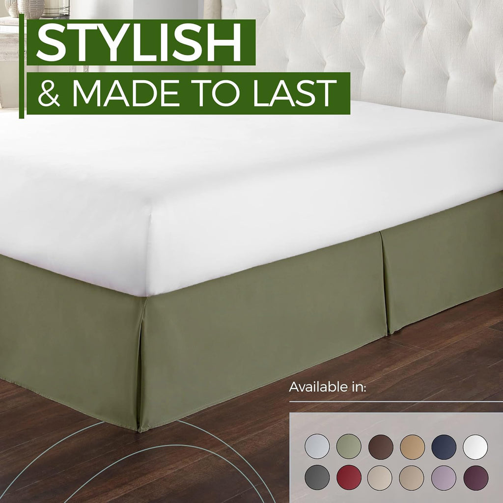 Bed Skirt Queen Size, 14" Inch Drop with Platform, Box Spring Cover Drape Bed Skirting, Wrinkle & Fade Resistant Sage