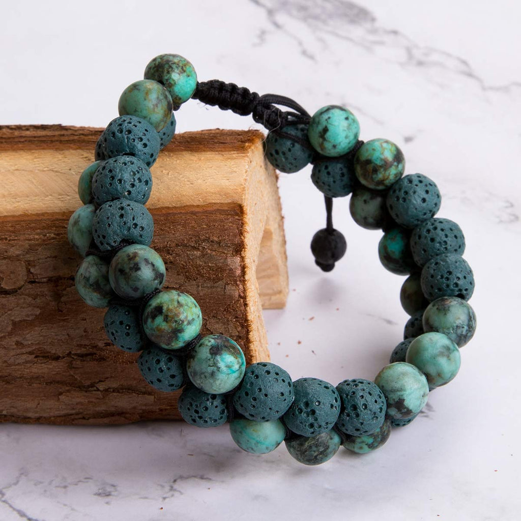 Aromatherapy Essential Oil Diffuser Bracelet Lava Stone Bead Gemstone Anxiety Diffuser Bangle Cuff Bracelet(Dark