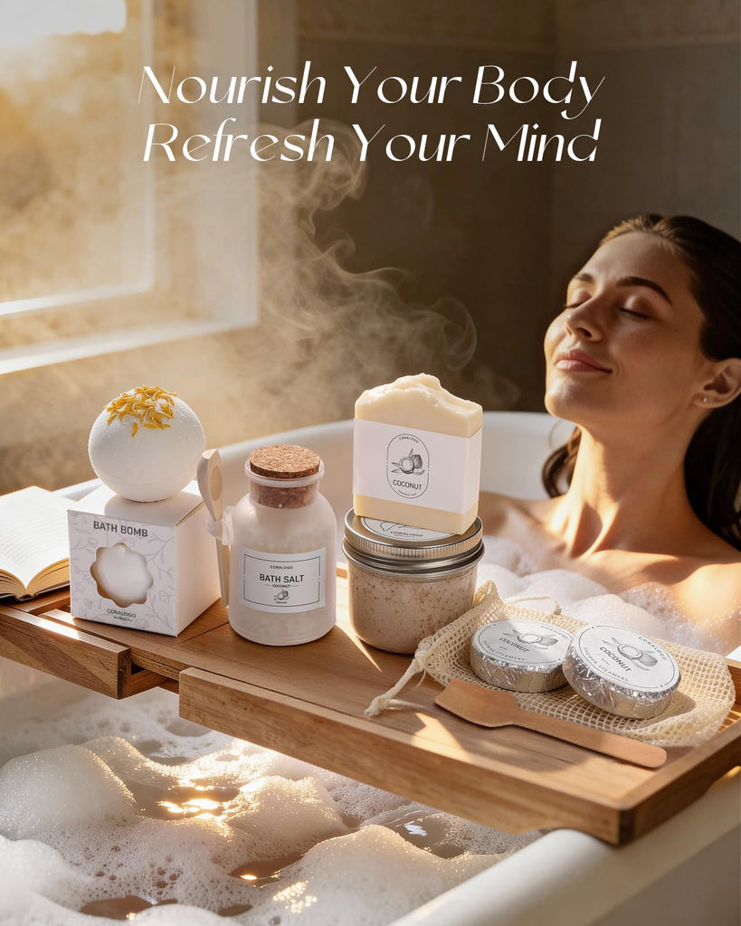 Coconut Spa Gifts for Women - 12pc Self-care Spa Gift Basket