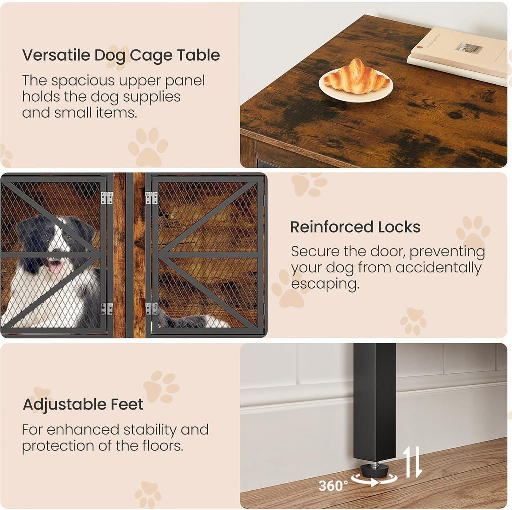 71" Double Dog Crate Furniture for 2 Dogs with Removable Divider