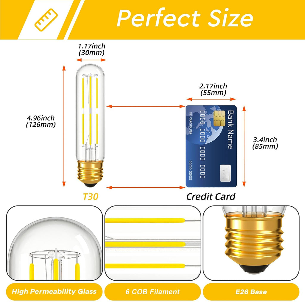 Dimmable E26 T10 LED Bulb Tube Light Bulbs 6W,Daylight 5000K 600LM