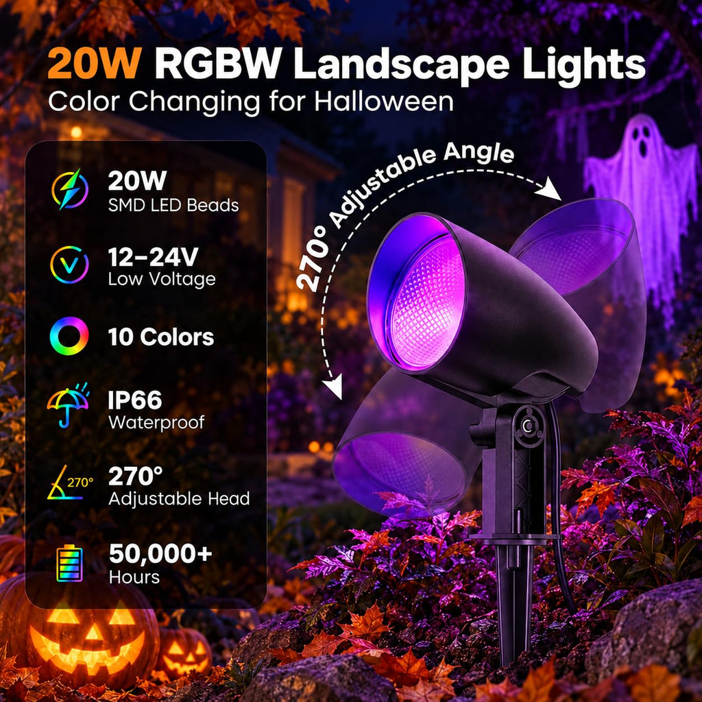Low Voltage Landscape Lighting Kit, 20W Outdoor Spotlight 6Pack