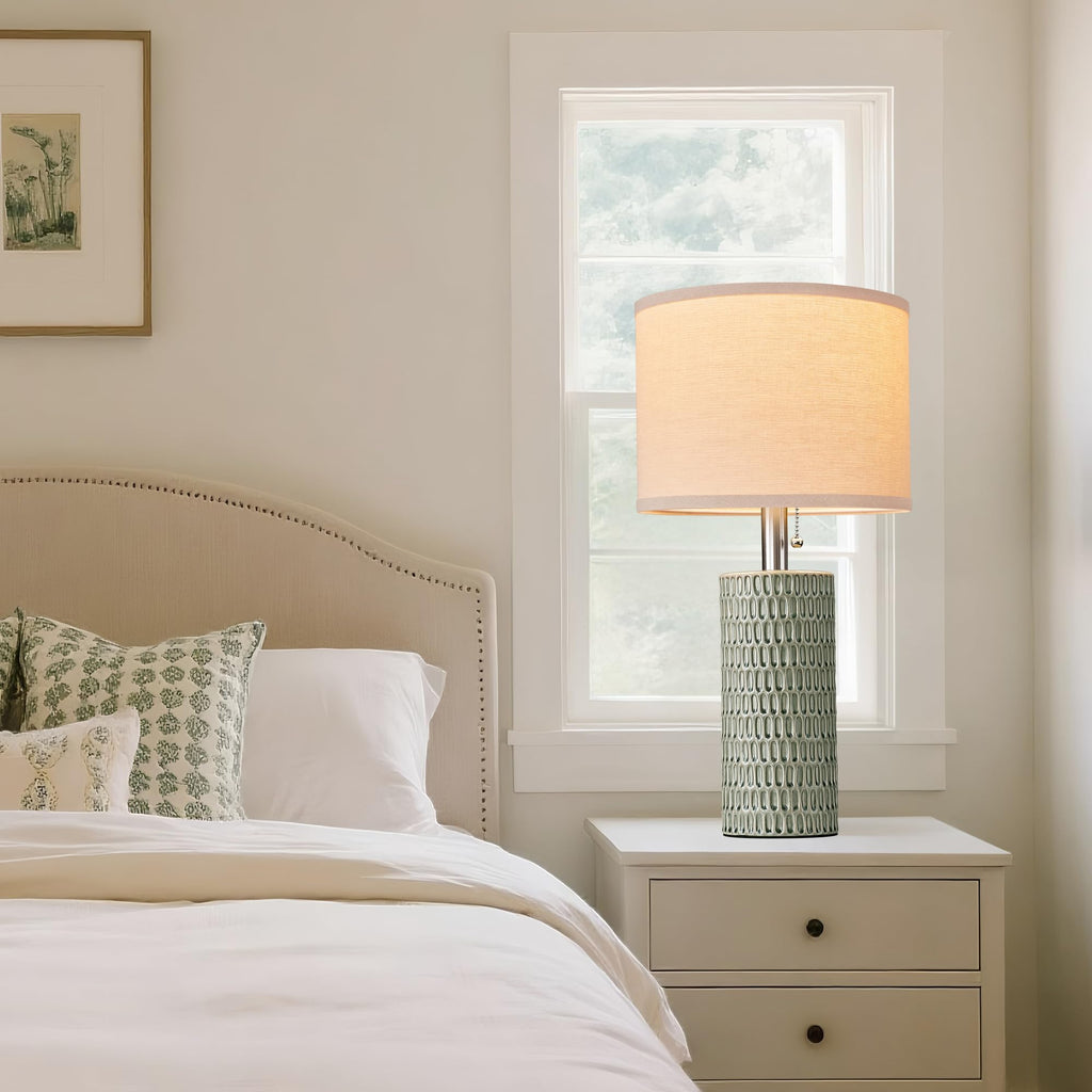 20.5"Modern Ceramic Table Lamps Set of 2, Green