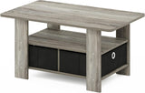 Andrey Coffee Table with Bin Drawer, French Oak Grey/Black