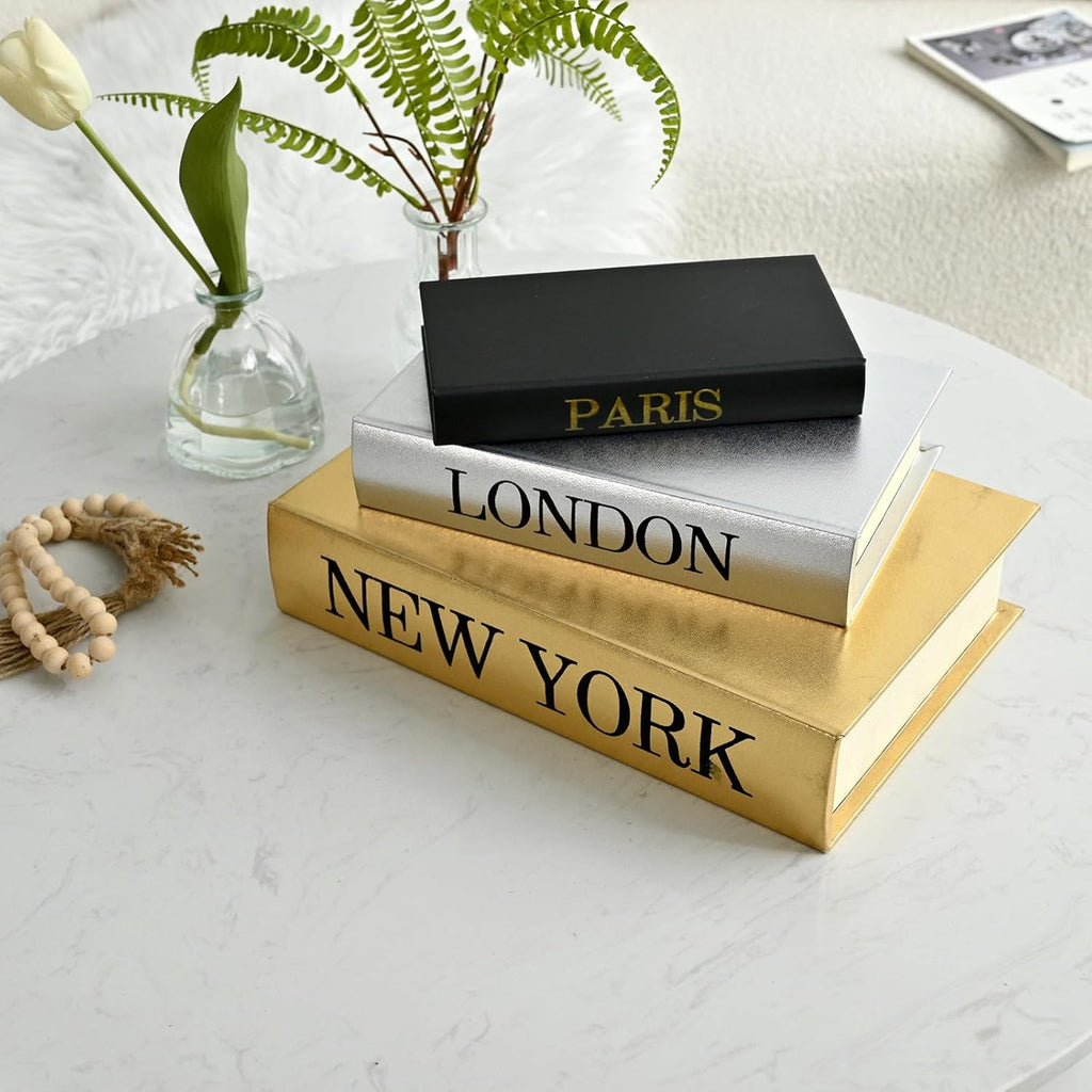 Decorative Book Storage Boxes - Hidden Compartment Faux Books - Set of 3