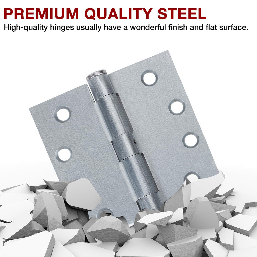 Heavy Duty Door Hinges Satin Chrome 4.5Inch x 4 1/2"Square 2 Pack
