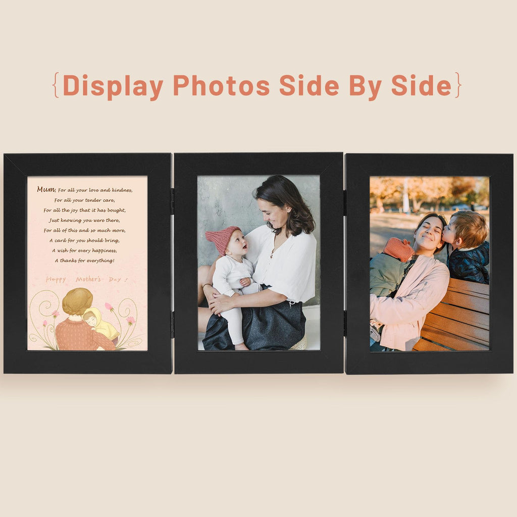 5x7 Triple Picture Frame Black- Real Glass, 1 Pack