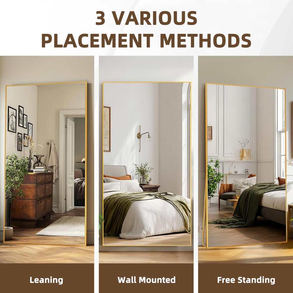 71"x32" Full Length Mirror, Gold Floor Mirror