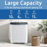 Portable Washer and Dryer Combo Set, 1.6 Cu.Ft Portable Clothes Dryers,22 lbs Twin Tub Washing Machine, Compact Washer