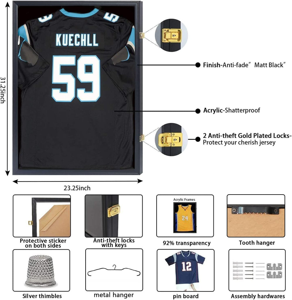 Jersey Frame Display Case Shadow Box Black