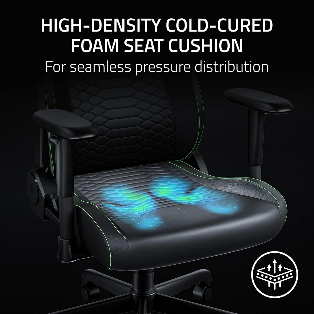 Iskur V2 X NewGen Ergonomic Gaming Chair, Black/Green | Gen-2 EPU Leather with CoolTouch, Lumbar Support, Ultra-Wide