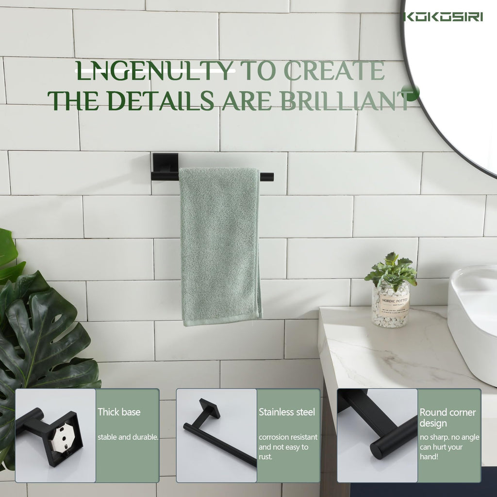 Towel Bar Matte Black Bathroom Hardware Hand Towel Rails Wall Mounted Kitchen Toilet Cabinet Paper Holder, Stainless