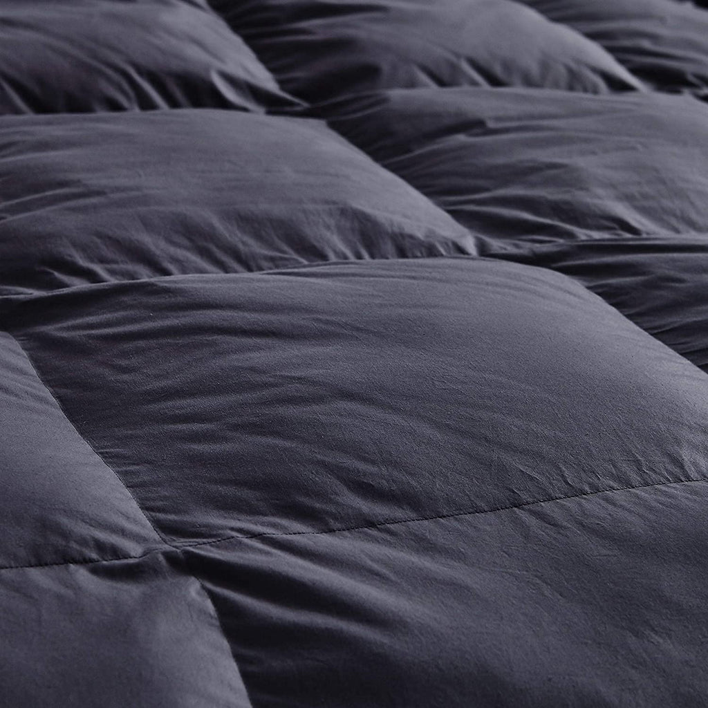 Luxurious All-Season Goose Down Feather Comforter Duvet Insert, Classic Gray, Premium Baffle Box, 1200 Thread Count