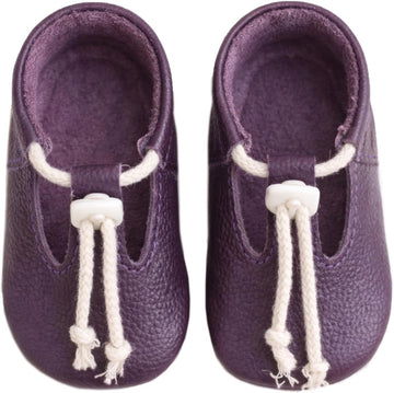 Lilac Genuine Leather Baby Booties Soft Sole Moccasins Purple