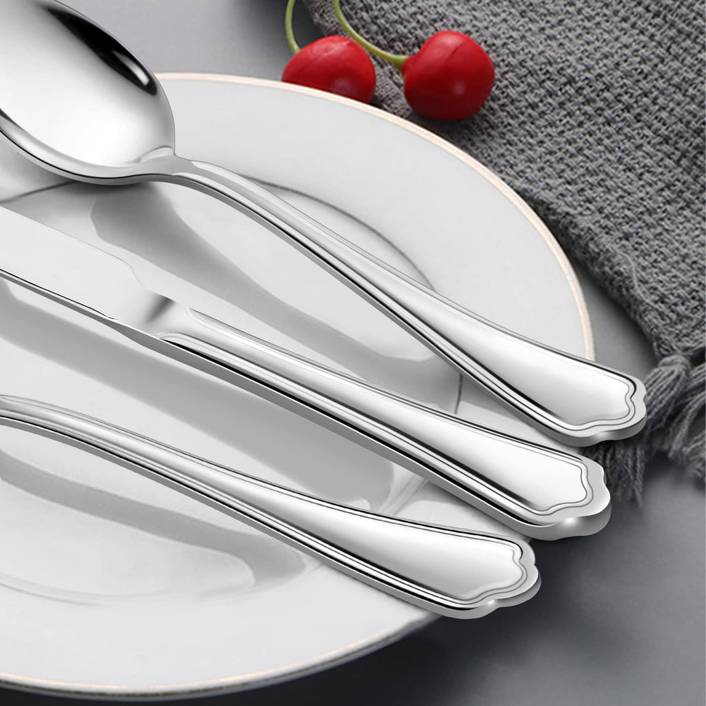 60-Piece Silverware Set, Stainless Steel Flatware Cutlery Set for 12, Eating Utensils with Scalloped Edge, Include