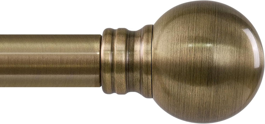 Antique Bronze Curtain Rods for Windows 48 to 84 Inch 1" Diameter Adjustable Heavy Duty Brass Window Curtain Rod with