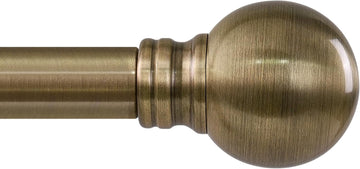 Antique Bronze Curtain Rods for Windows 48 to 84 Inch 1" Diameter Adjustable Heavy Duty Brass Window Curtain Rod with