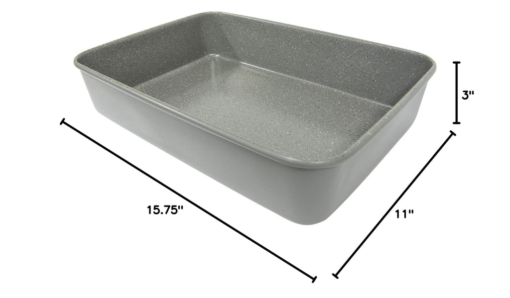 15 x 10 x 3-Inch Ultimate Series Commercial Weight Ceramic Coated Non-Stick Lasagna/Roasting Pan (Silver Granite)