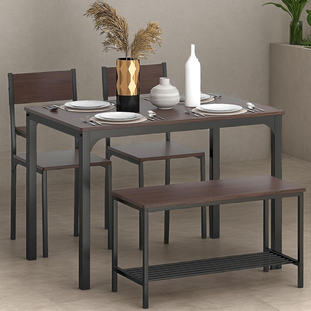 43.3'' Kitchen Dining Table Set for 4, Kitchen Table 2 Chairs Set for 4 with Bench, Space Saving Table Set