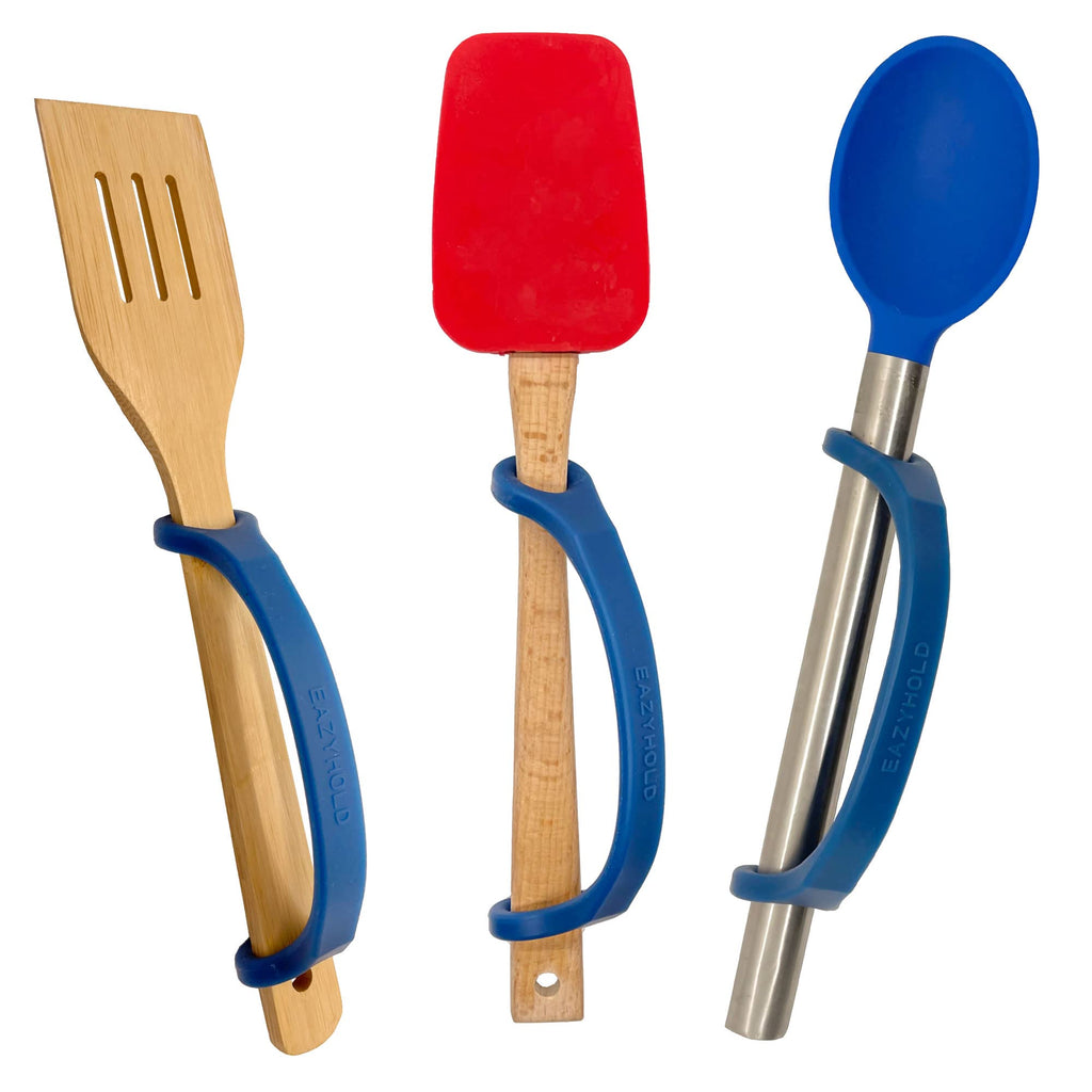 Navy Silicone Universal Cuff, Large to X-Large Hands, Fits Adaptive Eating and Weighted Utensils, Foam Tubing, Thick