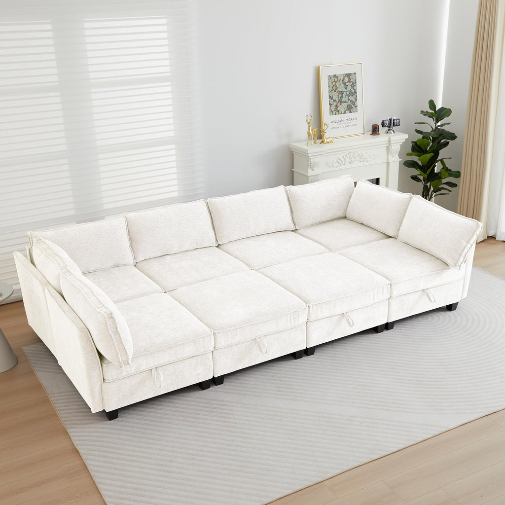 Oversize Corner Modular Sectional Sofa Set, Convertible L Shaped Couch with Storage, 8 Seater Sofa Modular with