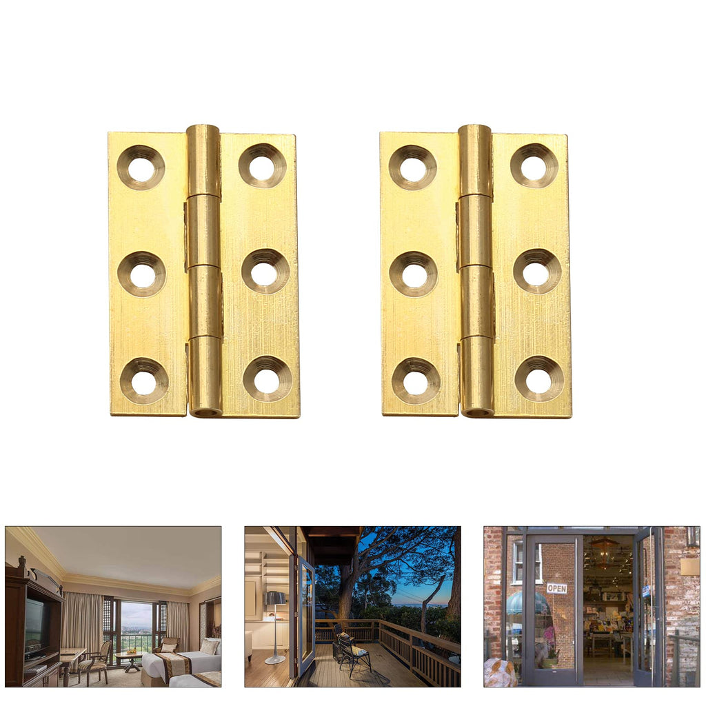 8Pcs 1.5 Inch Brass Butt Hinges, Gold
