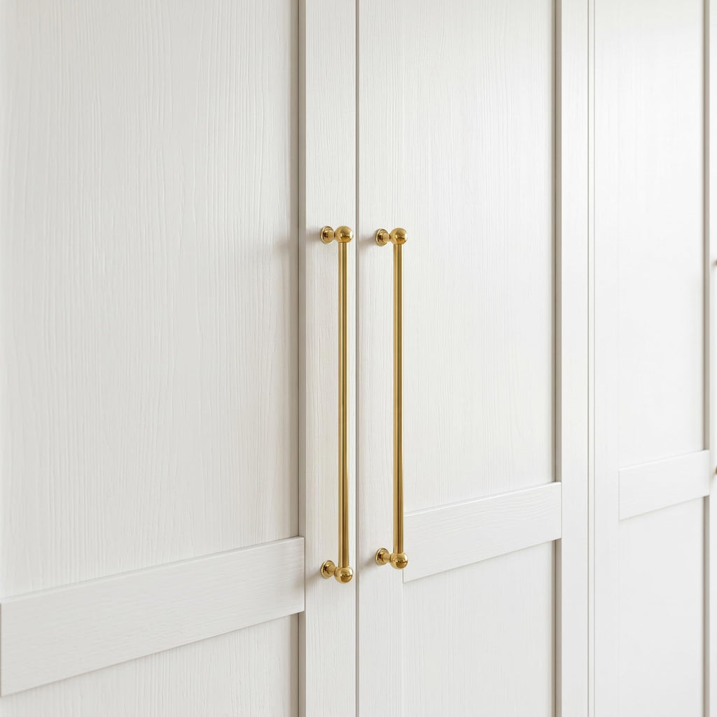 2-Pack Long Unlacquered Brass Cabinet Pulls,10-1/16" Hole Center