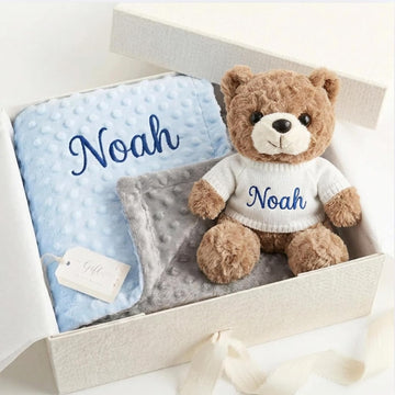 Blanket and Teddy Bear,Custom Boy Gifts Set
