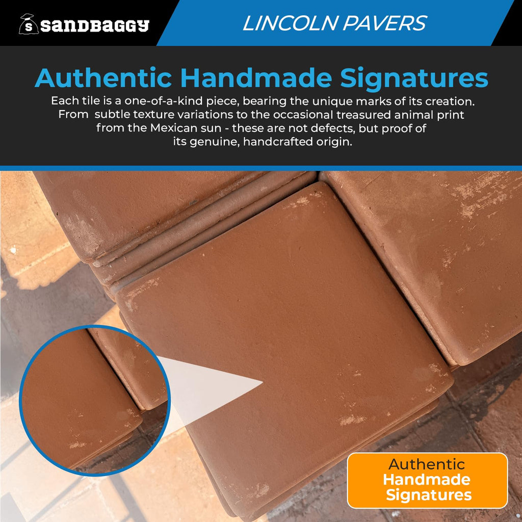 Lincoln Saltillo Tile 12x12 | Unsealed Handmade Square Mexican Terracotta Floor Tile - (12x12, 200, Count)
