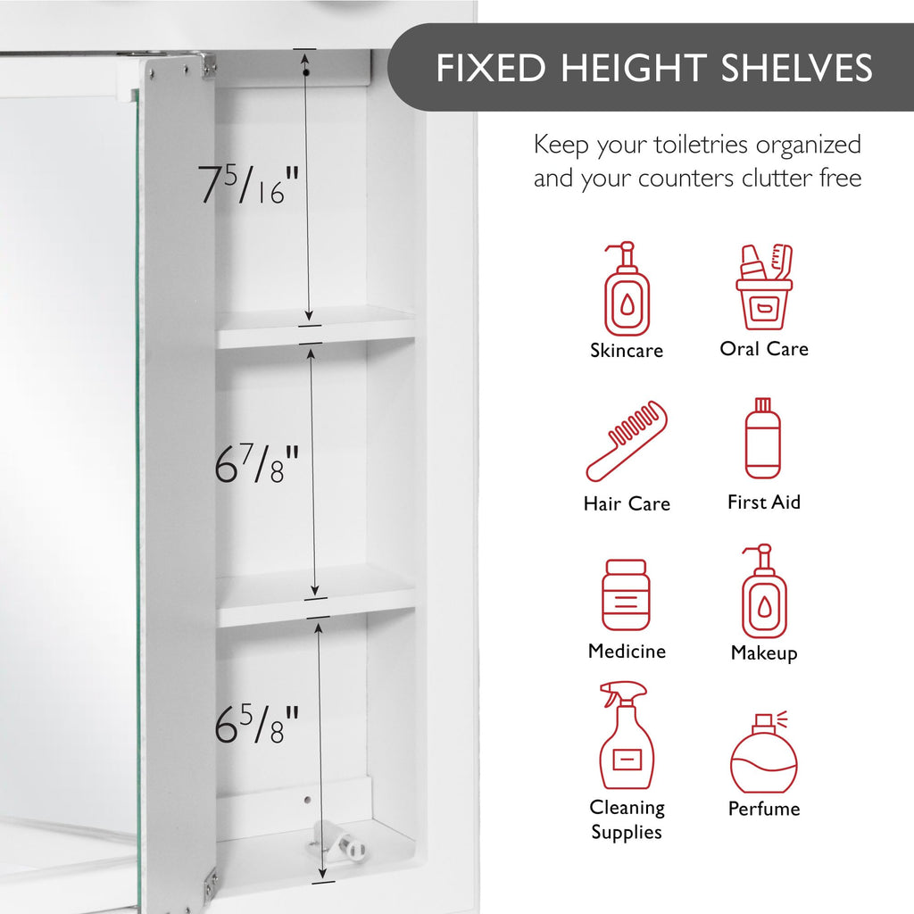 Concord Tri-View Medicine Cabinet, 24", White