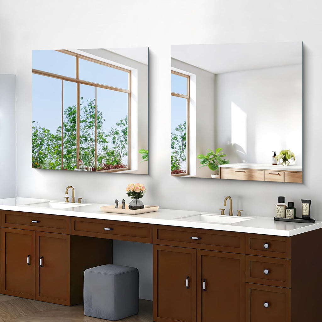 Large Frameless Mirror, 36x36 Inch Square Bathroom Vanity Mirror for Over Sink, Upgraded Shatterproof Unframed Design