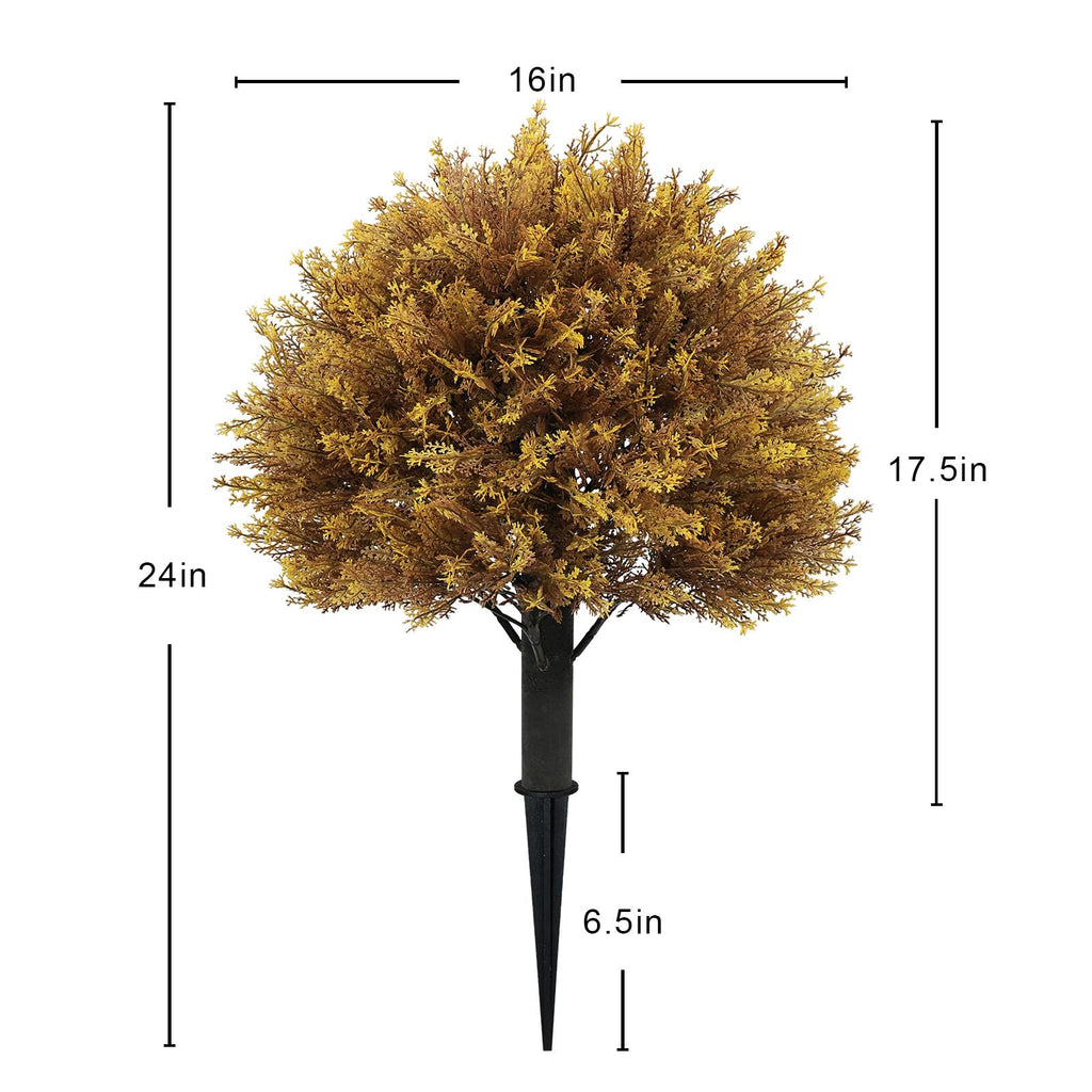 24" Artificial Fall Outdoor Plants, Faux Cypress Bushes & Shrubs, Set of 2