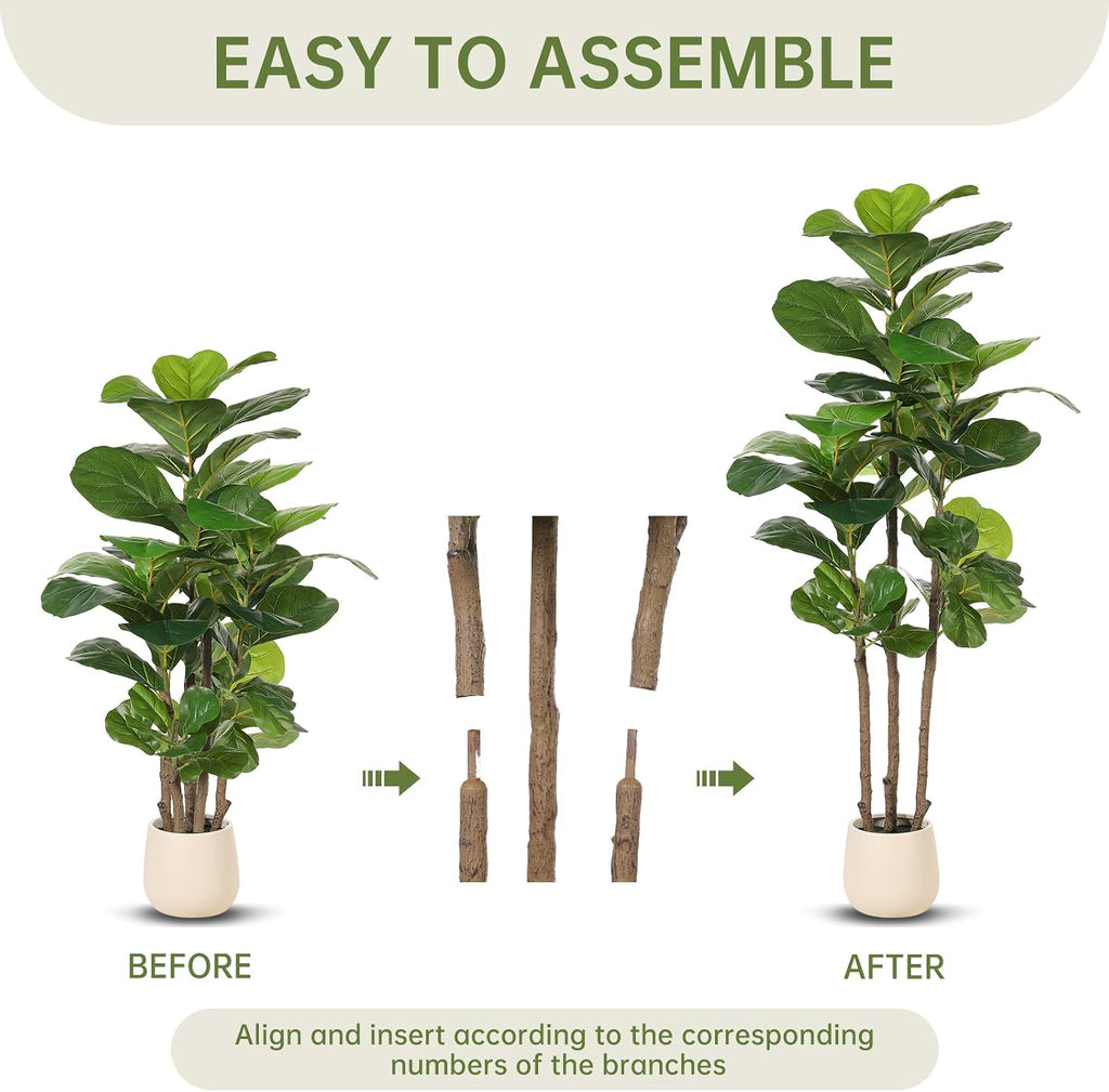5ft Artificial Fiddle Leaf Fig Tree with White Planter