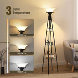 Floor Lamp with Shelves, 69” Tall Torchiere Floor Lamps, 3-Tier Glass Shelf Lamp