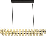 Black Rectangular Crystal Chandelier Light Fixture 53.4 in Dining Room Chandelier Over Table Modern Farmhouse Ceiling Pendant Hanging Light Fixture for Living Room, Kitchen Island (Bulb not Included) A117-B0DG2QNMQ6