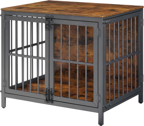 Heavy Duty Dog Crate Furniture, 31.5" Wooden Indoor Kennel with 3 Doors