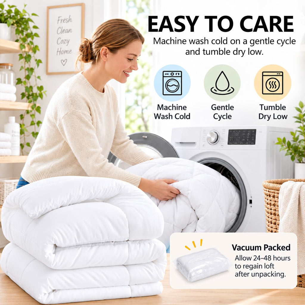 Queen Size Duvet Insert, Down Alternative Comforter, White
