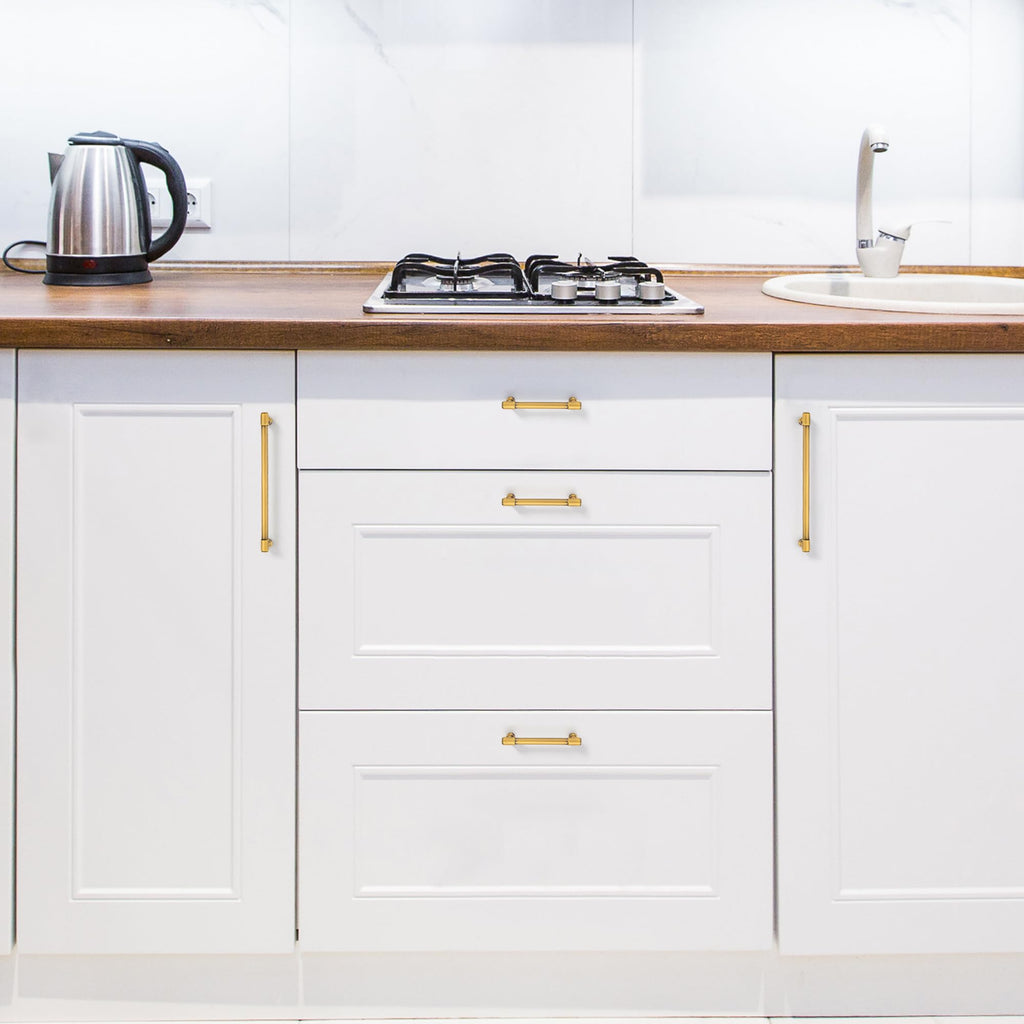 Brushed Brass Kitchen Pulls Cabinet Handles 7-1/2 Inch 10 Pack