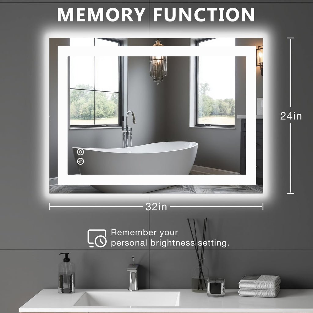 24.1"x32.1" LED Bathroom Mirror, Bathroom Vanity Mirror