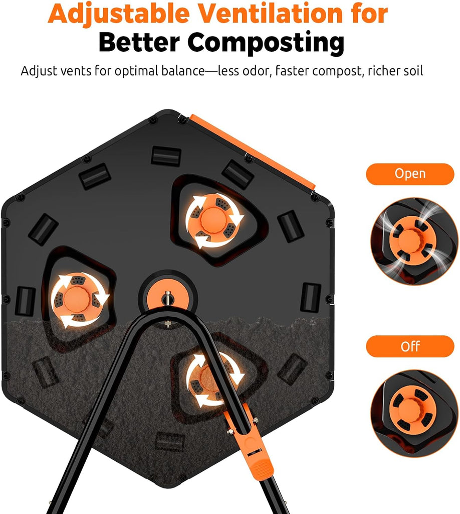 45 Gallon Large Compost Tumbler Outdoor, Dual Chamber Compost Bin | 360° Tumbling, Snap-Together Assembly, Heavy Duty