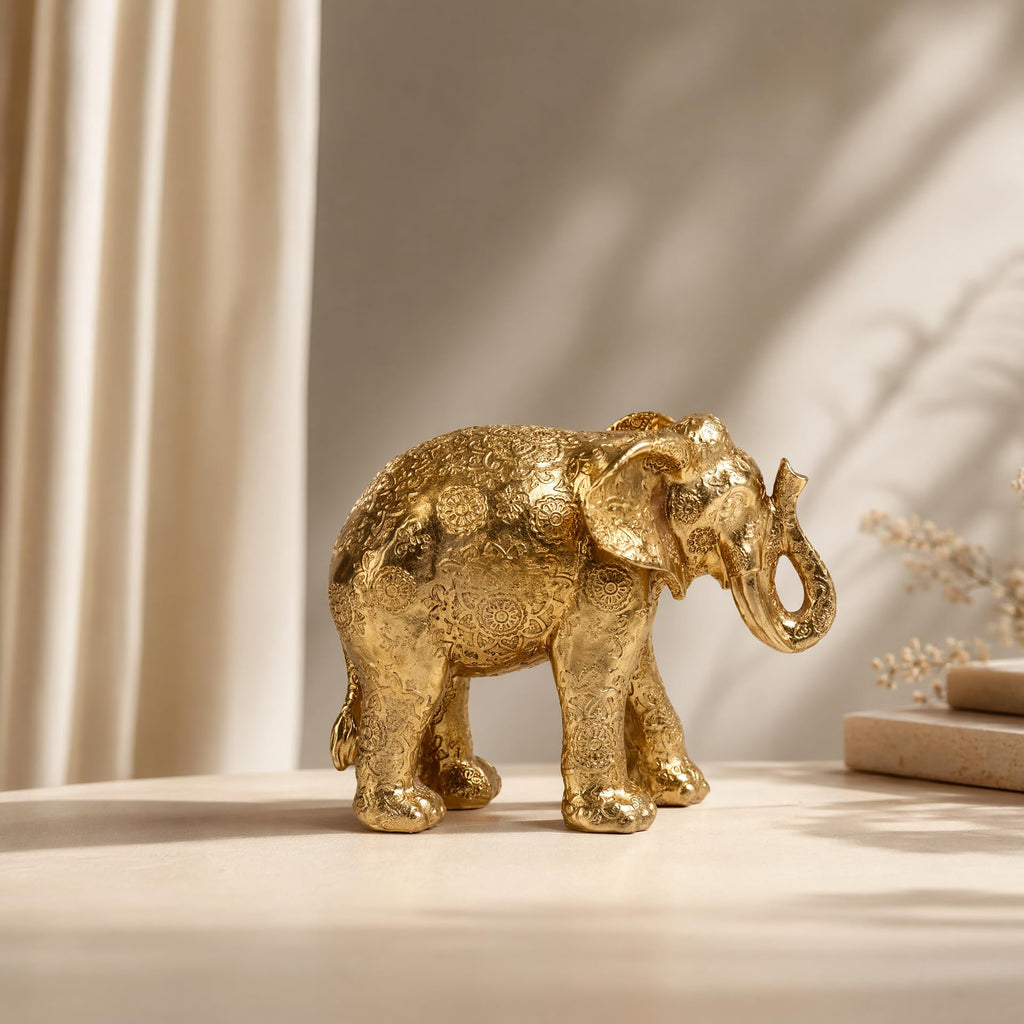 Gold Elephant Statue Home Décor Collectible Figurines