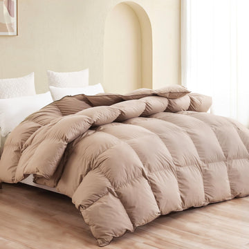 Premium Down Comforter King Size, Khaki Duvet Insert All Season