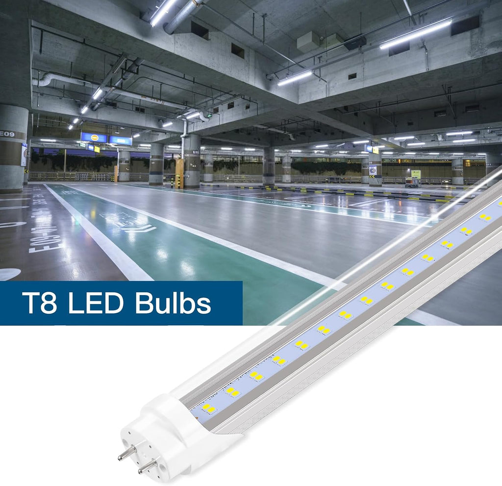 Fluorescent Light Bulbs 48 inch T8 LED Bulbs 4 Foot Type A+B,24W 3200LM 6500K Clear Cover Super Bright,Single