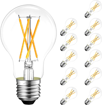 A19 E26 LED Light Bulbs 60 Watt Equivalent, 2700K Edison Bulbs