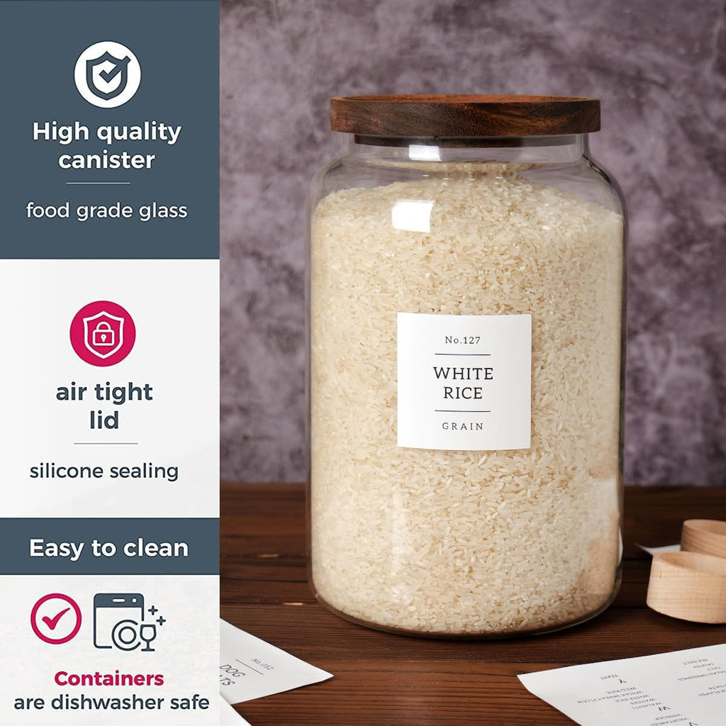2 PCS Large Glass Jar with Airtight Lid, Glass Food Storage Jars for Tea, Spice, Cereal, Egg, Flour, Coffee and More(1